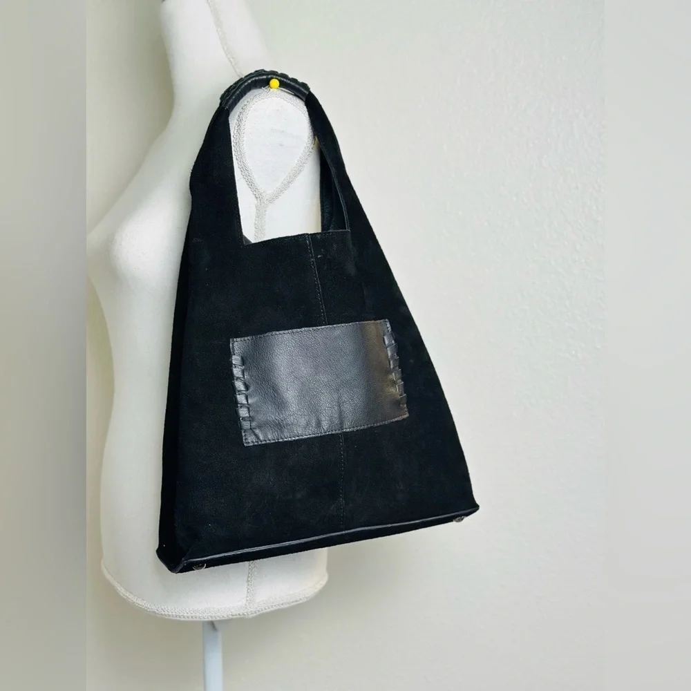 Haute Hippie Black Suede Hobo Bag With Detachable Pouch - Picture 2 of 12